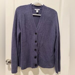 Athleta Women's Ribbed Layover sweater/Cardigan in Nightfall Purple XL NWOT